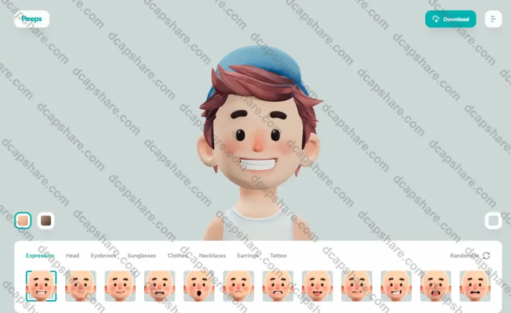 在线3D头像生成器:Peeps Avatar Builder by UI8.net